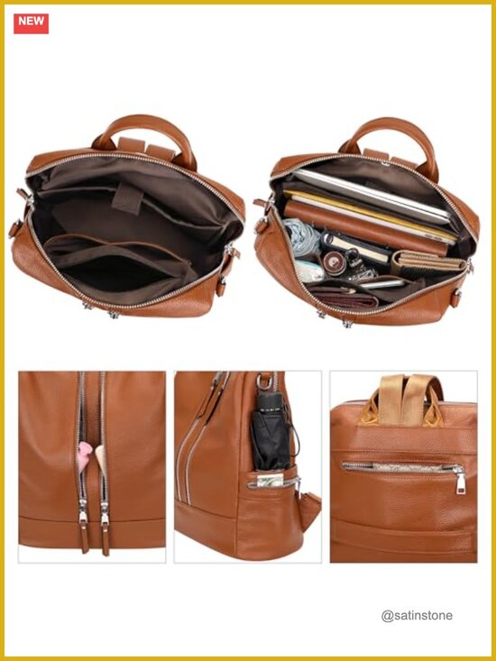 Genuine Leather Backpack Purse Convertible Shoulder Crossbody Daypack